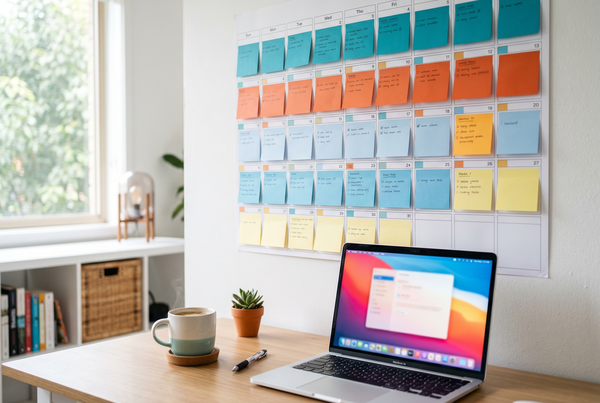 A simple weekly social media content calendar with posts queued and scheduled